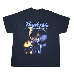 The Prince Estate Prince And The Revolution Purple Rain Black T-Shirt Size XL